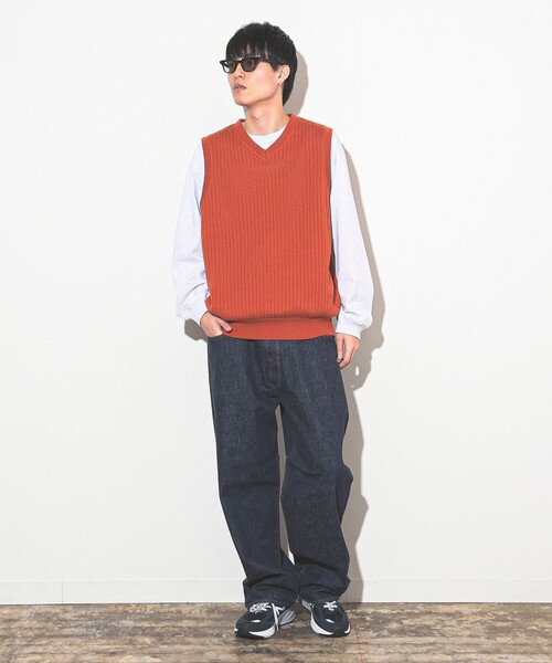 crepuscule（クレプスキュール）の「crepuscule / Stripe Mesh Vest（ベスト・メンズ・オレンジ/ブラック・M/L/XL）」の5枚目の写真