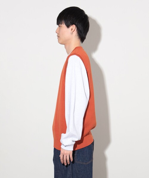 crepuscule（クレプスキュール）の「crepuscule / Stripe Mesh Vest（ベスト・メンズ・オレンジ/ブラック・M/L/XL）」の7枚目の写真