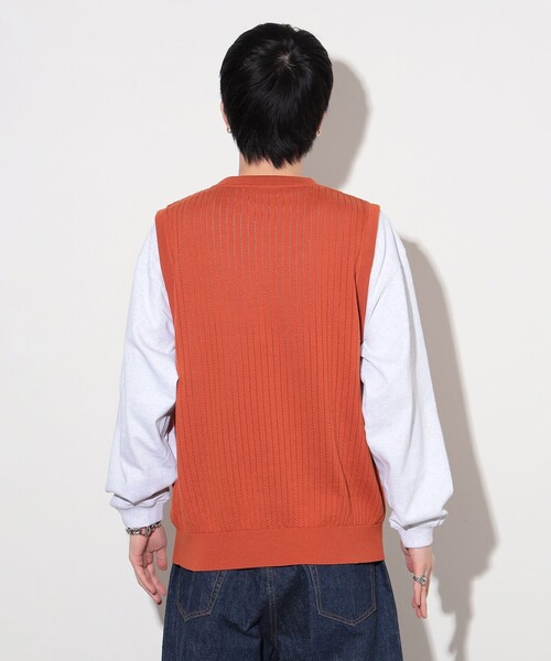 crepuscule（クレプスキュール）の「crepuscule / Stripe Mesh Vest（ベスト・メンズ・オレンジ/ブラック・M/L/XL）」の8枚目の写真