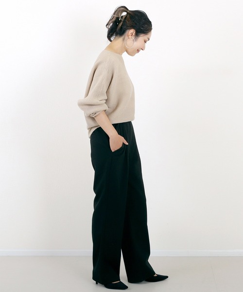 Aletta vita(アレッタビータ)の「エステルスパンタックセミワイドパンツ(その他パンツ・レディース・ブラック/ライトベージュ/ブラウン・M/TALL)」の15枚目の写真