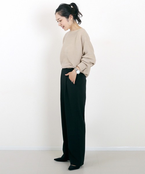 Aletta vita(アレッタビータ)の「エステルスパンタックセミワイドパンツ(その他パンツ・レディース・ブラック/ライトベージュ/ブラウン・M/TALL)」の16枚目の写真