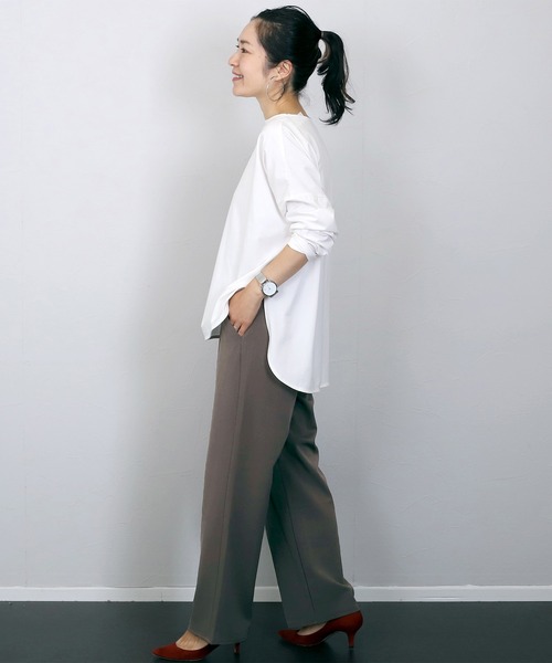 Aletta vita(アレッタビータ)の「エステルスパンタックセミワイドパンツ(その他パンツ・レディース・ブラック/ライトベージュ/ブラウン・M/TALL)」の18枚目の写真