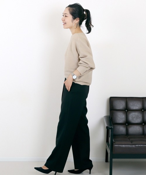Aletta vita(アレッタビータ)の「エステルスパンタックセミワイドパンツ(その他パンツ・レディース・ブラック/ライトベージュ/ブラウン・M/TALL)」の5枚目の写真