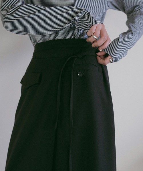 MANOF(マノフ)の「LINEN WRAP SKIRT(スカート・レディース・ブラック/ベージュ・S/M)」の19枚目の写真