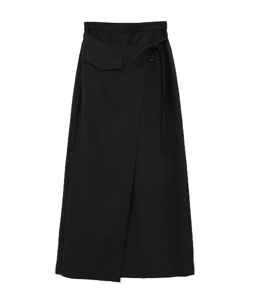 MANOF(マノフ)の「LINEN WRAP SKIRT(スカート・レディース・ブラック/ベージュ・S/M)」の11枚目の写真