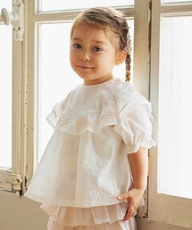 10mois（ディモワ）の「【10mois(ディモワ)】リボン刺繍フリルブラウス 80・90・100・110cm（シャツ/ブラウス）」
