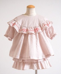 10mois（ディモワ）の「【10mois(ディモワ)】リボン刺繍フリルブラウス 80・90・100・110cm（シャツ/ブラウス）」