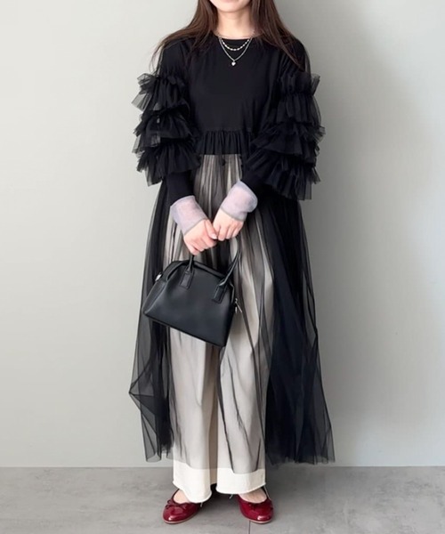 Green Parks(グリーンパークス)の「タックワイドデニムパンツ(デニムパンツ・レディース・ブルー系その他/ホワイト/ブラック・FREE)」の13枚目の写真