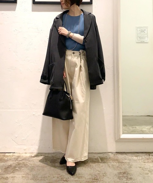 Green Parks(グリーンパークス)の「タックワイドデニムパンツ(デニムパンツ・レディース・ブルー系その他/ホワイト/ブラック・FREE)」の17枚目の写真