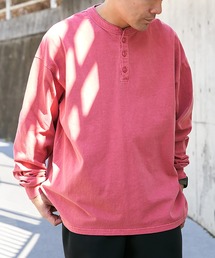 Tシャツ/カットソー（ピンク/桃色系・ヘンリーネック）ファッション