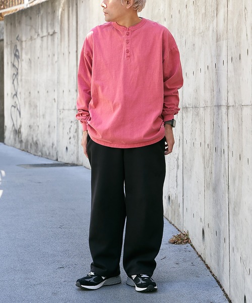 セール】【Goodwear】製品染めSUPER BIGヘンリーネックロンT（T