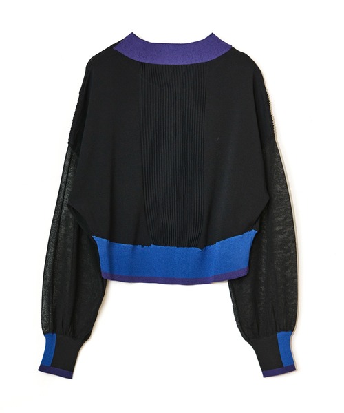 アウラアイラ　カラーブロックショートカーディガン COLOR BLOCK SHORT CARDIGAN — aulaaila