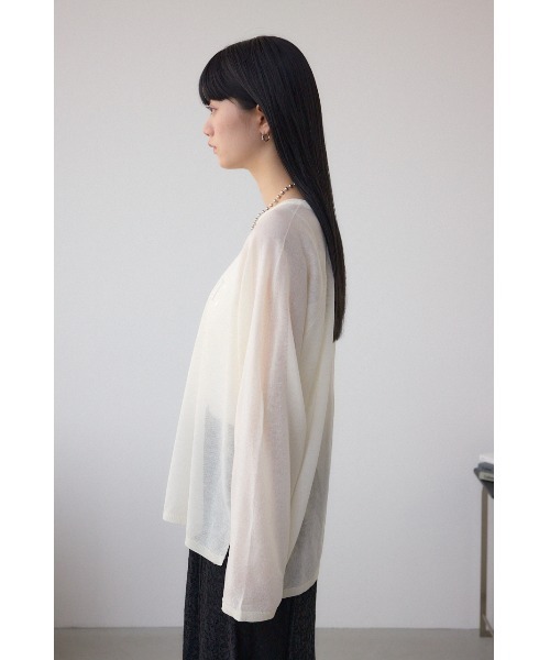 AZUL by moussy(アズールバイマウジー)の「シアーロゴニットトップス(Tシャツ/カットソー・レディース・アイボリー/ブラック・FREE)」の7枚目の写真