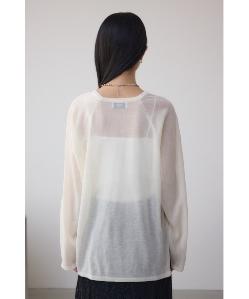 AZUL by moussy(アズールバイマウジー)の「シアーロゴニットトップス(Tシャツ/カットソー・レディース・アイボリー/ブラック・FREE)」の8枚目の写真