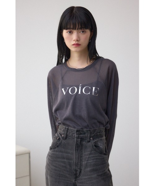 AZUL by moussy(アズールバイマウジー)の「シアーロゴニットトップス(Tシャツ/カットソー・レディース・アイボリー/ブラック・FREE)」の15枚目の写真