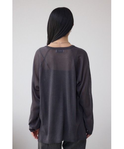AZUL by moussy(アズールバイマウジー)の「シアーロゴニットトップス(Tシャツ/カットソー・レディース・アイボリー/ブラック・FREE)」の19枚目の写真