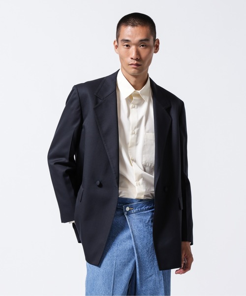 NANO universe(ナノユニバース)の「「ASSEMBLANC」VIST Gabardine オーバージャケット(テーラードジャケット・メンズ・ブラック/チャコール・L/M)」の14枚目の写真