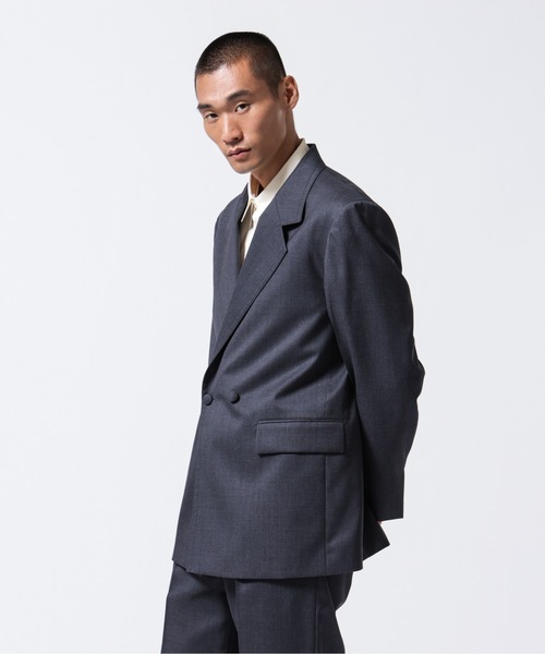 NANO universe(ナノユニバース)の「「ASSEMBLANC」VIST Gabardine オーバージャケット(テーラードジャケット・メンズ・ブラック/チャコール・L/M)」の4枚目の写真