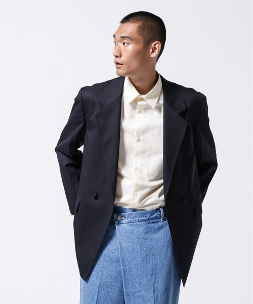 NANO universe(ナノユニバース)の「「ASSEMBLANC」VIST Gabardine オーバージャケット(テーラードジャケット・メンズ・ブラック/チャコール・L/M)」の15枚目の写真