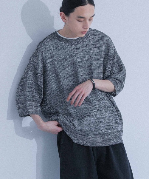 MDR(エムディアール)の「オーバーサイズメッシュ編みニット(Tシャツ/カットソー・メンズ・杢グレー/ベージュ/ブラウン・FREE)」の2枚目の写真