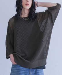 osharewalker（オシャレウォーカー）の「オーバーサイズメッシュ編みニット（Tシャツ/カットソー）」