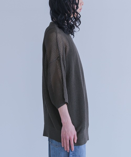 MDR(エムディアール)の「オーバーサイズメッシュ編みニット(Tシャツ/カットソー・メンズ・杢グレー/ベージュ/ブラウン・FREE)」の21枚目の写真