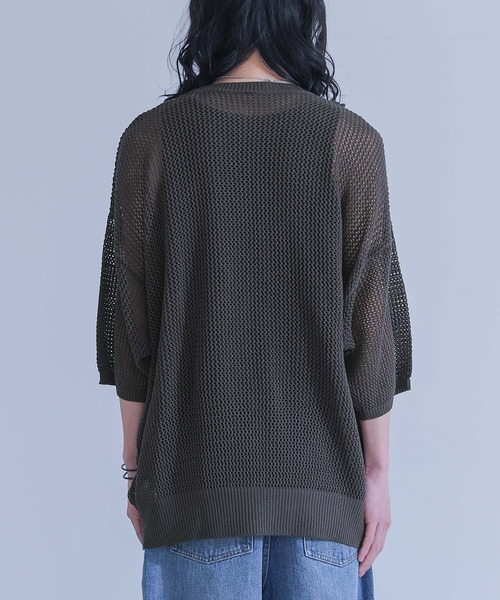 MDR(エムディアール)の「オーバーサイズメッシュ編みニット(Tシャツ/カットソー・メンズ・杢グレー/ベージュ/ブラウン・FREE)」の22枚目の写真