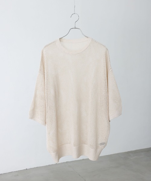 MDR(エムディアール)の「オーバーサイズメッシュ編みニット(Tシャツ/カットソー・メンズ・杢グレー/ベージュ/ブラウン・FREE)」の10枚目の写真