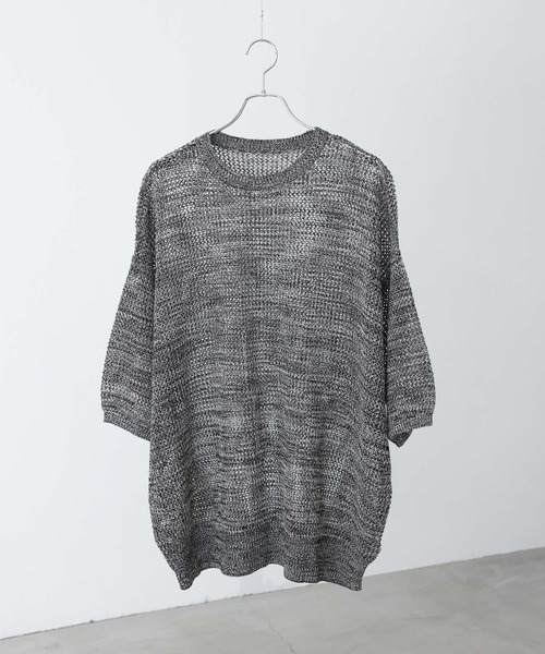 MDR(エムディアール)の「オーバーサイズメッシュ編みニット(Tシャツ/カットソー・メンズ・杢グレー/ベージュ/ブラウン・FREE)」の19枚目の写真