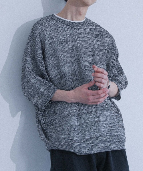 MDR(エムディアール)の「オーバーサイズメッシュ編みニット(Tシャツ/カットソー・メンズ・杢グレー/ベージュ/ブラウン・FREE)」の11枚目の写真