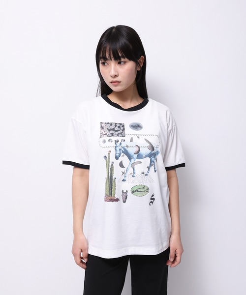 Common Noun(コモン ナウン)の「“HORSE” Yumi Matsushita 半袖T(Tシャツ/カットソー・レディース・杢グレー/ブラック/イエロー/ピンク/ホワイト・L/M)」の2枚目の写真