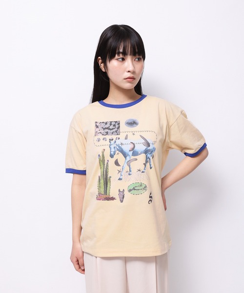 Common Noun(コモン ナウン)の「“HORSE” Yumi Matsushita 半袖T(Tシャツ/カットソー・レディース・杢グレー/ブラック/イエロー/ピンク/ホワイト・L/M)」の4枚目の写真
