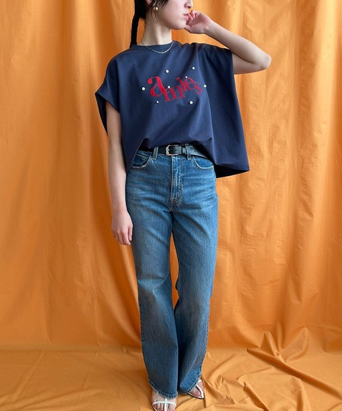 LHELBIE(レルビエ)の「パール+ロゴボックスTシャツ(Tシャツ/カットソー・レディース・ネイビー/チャコールグレー/オフホワイト・M)」の11枚目の写真