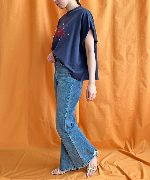 LHELBIE(レルビエ)の「パール+ロゴボックスTシャツ(Tシャツ/カットソー・レディース・ネイビー/チャコールグレー/オフホワイト・M)」の10枚目の写真