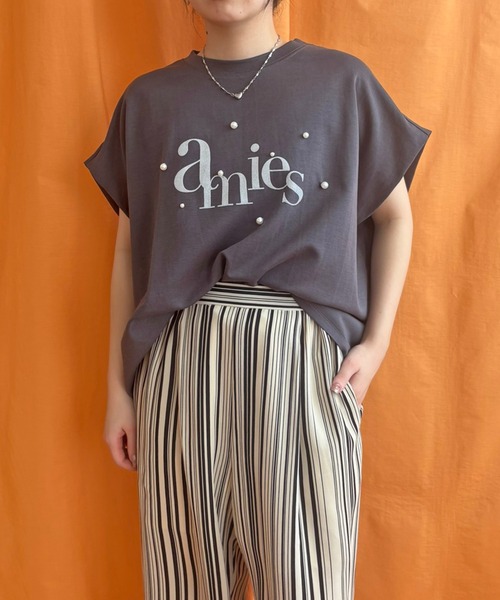 LHELBIE(レルビエ)の「パール+ロゴボックスTシャツ(Tシャツ/カットソー・レディース・ネイビー/チャコールグレー/オフホワイト・M)」の20枚目の写真