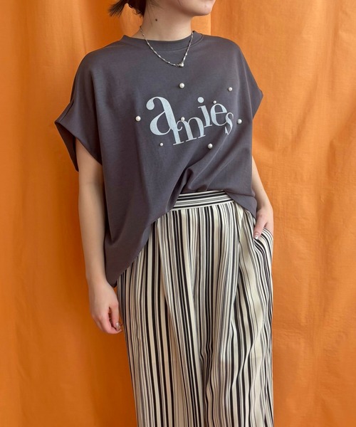 LHELBIE(レルビエ)の「パール+ロゴボックスTシャツ(Tシャツ/カットソー・レディース・ネイビー/チャコールグレー/オフホワイト・M)」の22枚目の写真