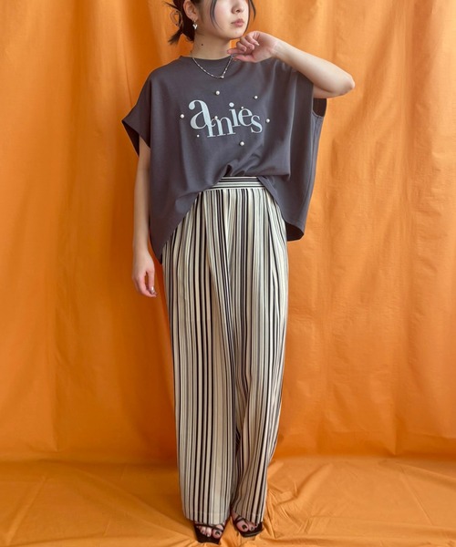 LHELBIE(レルビエ)の「パール+ロゴボックスTシャツ(Tシャツ/カットソー・レディース・ネイビー/チャコールグレー/オフホワイト・M)」の15枚目の写真