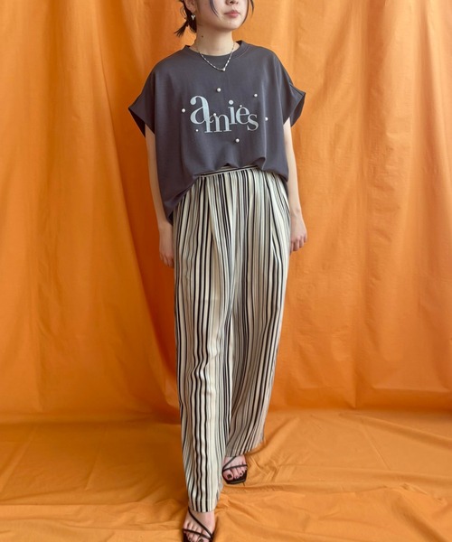 LHELBIE(レルビエ)の「パール+ロゴボックスTシャツ(Tシャツ/カットソー・レディース・ネイビー/チャコールグレー/オフホワイト・M)」の18枚目の写真