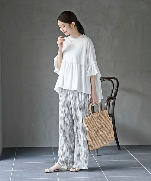 rps(アールピーエス)の「ポケット付きプリントプリーツパンツ(その他パンツ・レディース・アイボリー/ブラック/グリーン/ベージュ系その他/ネイビー/ブルー系その他2/ブラック系その他2・フリー)」の12枚目の写真