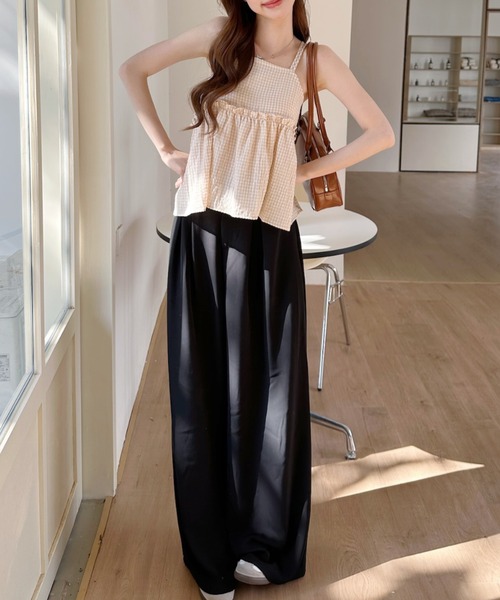 セール】2WAY ギンガムチェック フレア キャミ ビスチェ（キャミソール