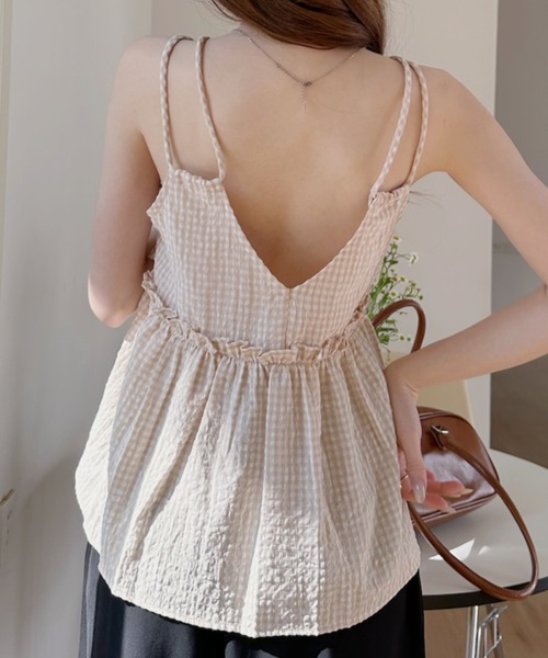 Ada.（エイダ）の「2WAY ギンガムチェック フレア キャミ ビスチェ（キャミソール・レディース・ネイビー/レッド/グリーン/ブラック/ベージュ/ブラウン・M/S）」の20枚目の写真