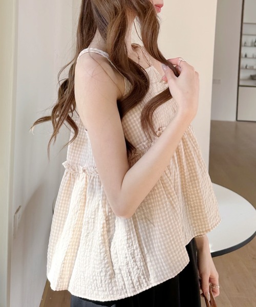 Ada.（エイダ）の「2WAY ギンガムチェック フレア キャミ ビスチェ（キャミソール・レディース・ネイビー/レッド/グリーン/ブラック/ベージュ/ブラウン・M/S）」の21枚目の写真
