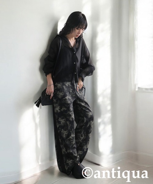 antiqua(アンティカ)の「ニュアンス柄ナイロンパンツ(その他パンツ・レディース・ブラック・MEDIUM/LARGE)」の4枚目の写真