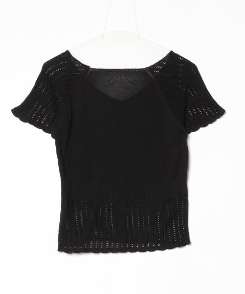 gossip!ロサンゼルス(ゴシップロサンゼルス)の「リボン ニット半袖プルオーバー(ニット/セーター・レディース・ブラック/オフホワイト・FREE)」の19枚目の写真