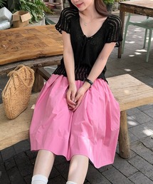リボン ニット半袖プルオーバー
