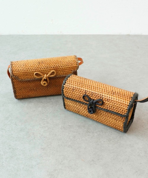 Three Four Time(スリーフォータイム)の「アタトリミング横長ショルダー(かごバッグ・レディース・ブラック/ナチュラル・FREE)」の14枚目の写真