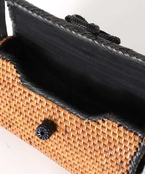 Three Four Time(スリーフォータイム)の「アタトリミング横長ショルダー(かごバッグ・レディース・ブラック/ナチュラル・FREE)」の21枚目の写真