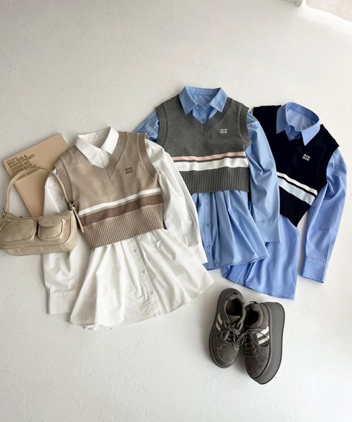 one after another NICE CLAUP（ワンアフターアナザーナイスクラップ）の「【-5㎏見え】バックレースアップシャツチュニック（シャツ/ブラウス・レディース・サックスブルー系/サックスブルー/オフホワイト・FREE）」の13枚目の写真