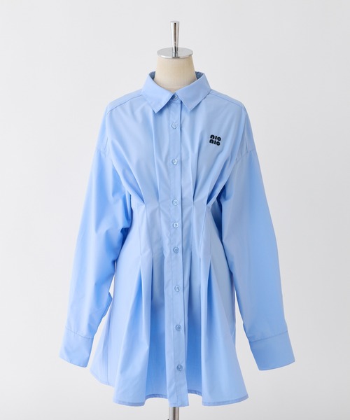 one after another NICE CLAUP（ワンアフターアナザーナイスクラップ）の「【-5㎏見え】バックレースアップシャツチュニック（シャツ/ブラウス・レディース・サックスブルー系/サックスブルー/オフホワイト・FREE）」の16枚目の写真