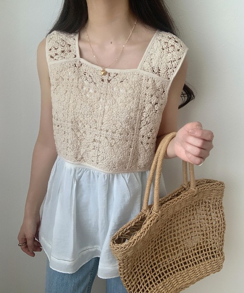 vintage アンティーククロシェビスチェ Outfitter lab｜クロシェ編みビスチェトップス | Rakuten